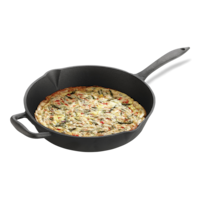 Lagostina Pre-Seasoned Cast Iron Frying Pan, Oven & Broiler Safe, Black, 12-in Front_Angled_Left