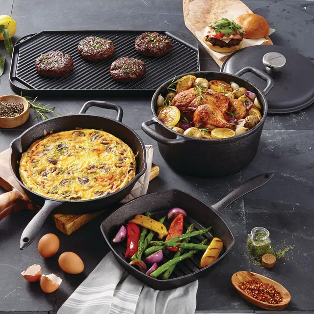 Lagostina PreSeasoned Casserole Dish, Cast Iron, Black, 6qt