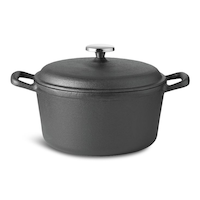 Lagostina Pre-Seasoned Casserole Dish, Cast Iron, Black, 6-qt Front_Elevated