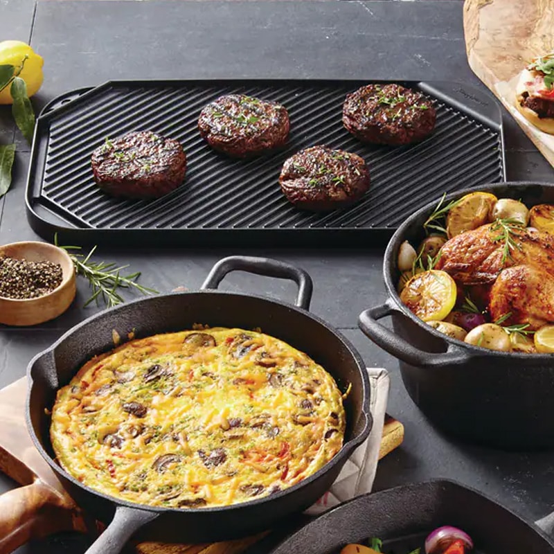 Lagostina PreSeasoned Cast Iron Reversible Grill, Oven & BBQ Safe