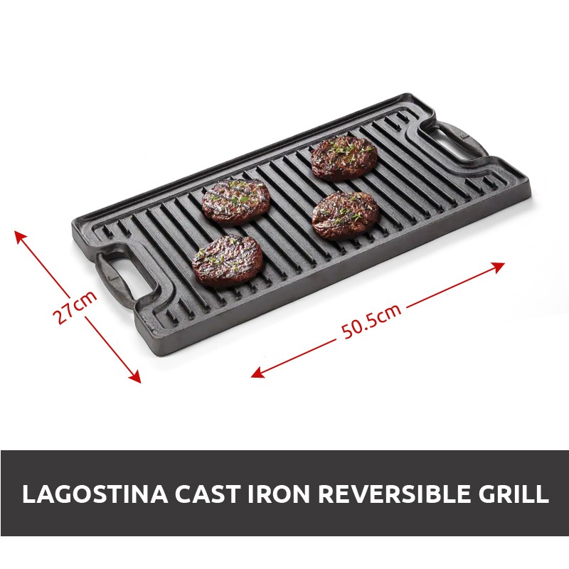 Lagostina PreSeasoned Cast Iron Reversible Grill, Oven & BBQ Safe