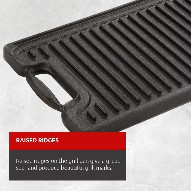 Lagostina PreSeasoned Cast Iron Reversible Grill, Oven & BBQ Safe