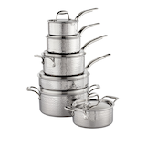 Lagostina Artiste-Clad Hammered Stainless Steel Cookware Set, Oven Safe, 12-pc Composite_or_Mixed