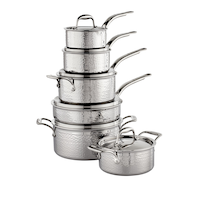 Lagostina Artiste-Clad Hammered Stainless Steel Cookware Set, Oven Safe, 12-pc