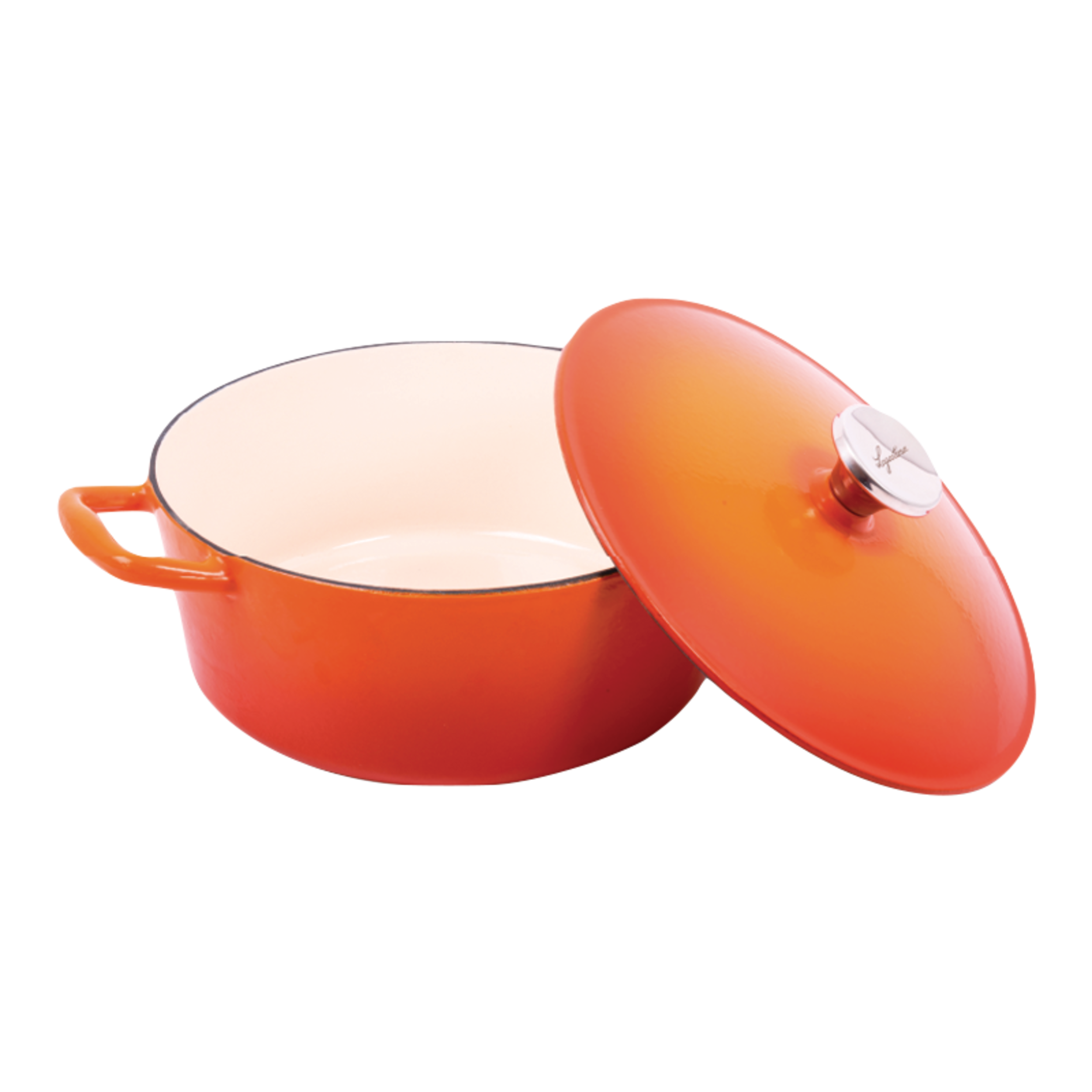 Lagostina Tuscan Collection Round Casserole Dish, Enamelled Cast Iron, Orange, 7-qt Front_Elevated
