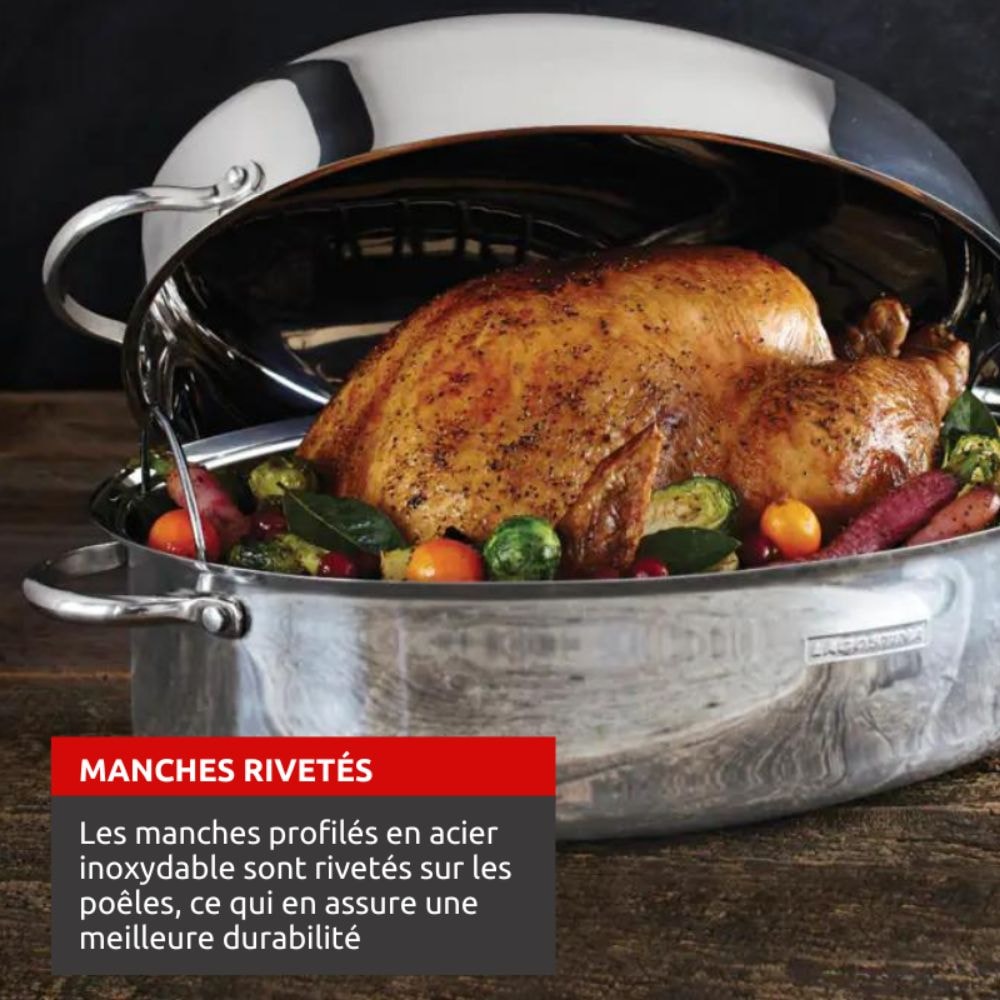 Rôtissoire Lagostina en acier inoxydable 18/10 avec grille amovible