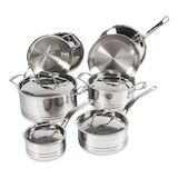 Lagostina 5-Ply Copper Clad Stainless Steel Cookware Set & Oven Safe, 12-pc Composite_or_Mixed