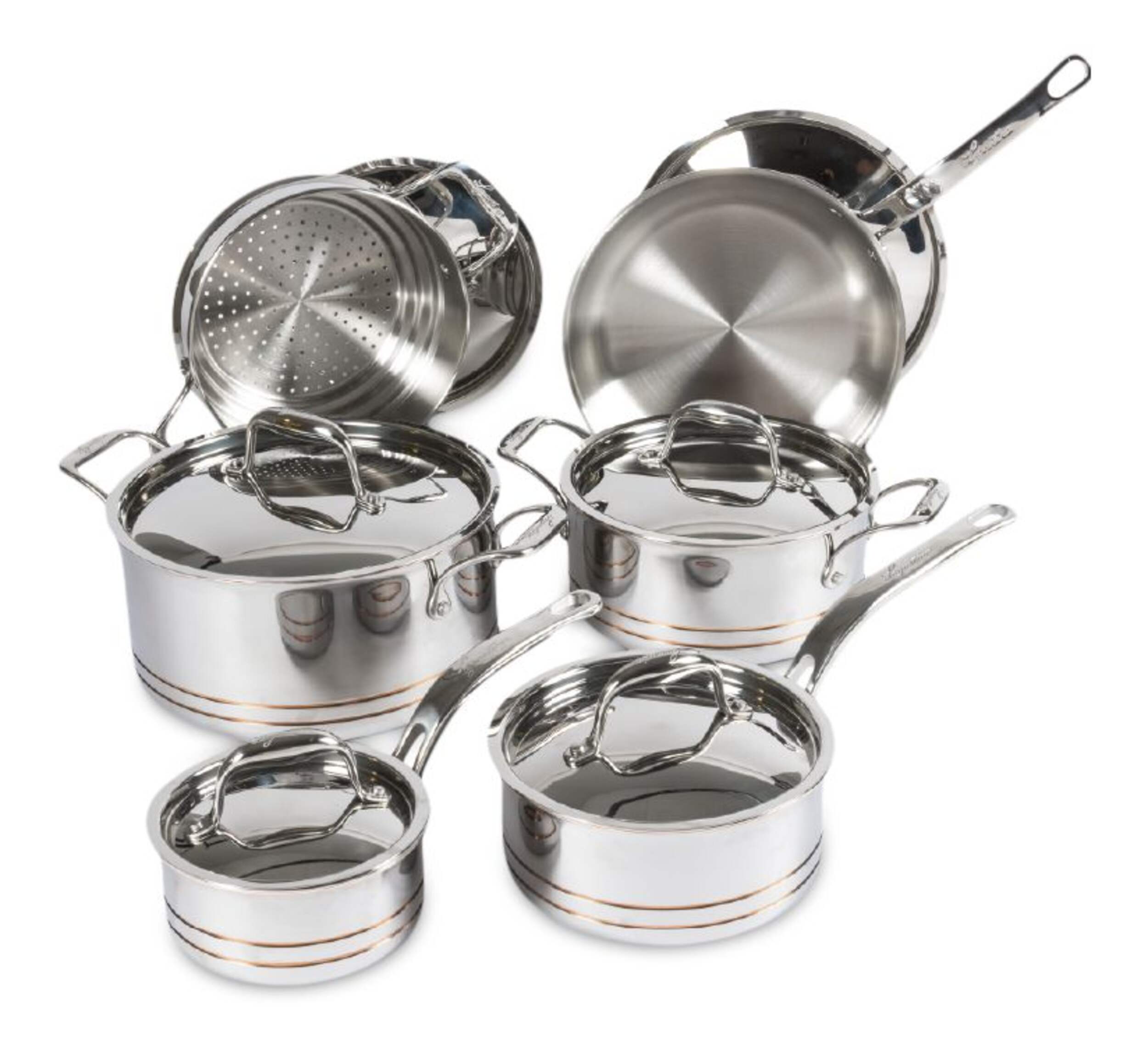 Lagostina 5-Ply Copper Clad Stainless Steel Cookware Set & Oven Safe, 12-pc Composite_or_Mixed