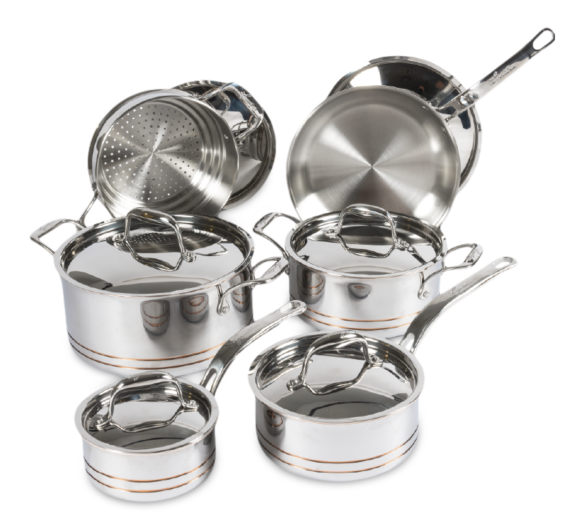 Lagostina 5-Ply Copper Clad Stainless Steel Cookware Set, Dishwasher ...