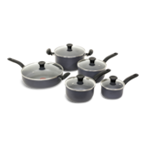 T-fal Hard Titanium Cookware Set, Non-stick, Dishwasher & Oven Safe, Grey, 10-pc Composite_or_Mixed