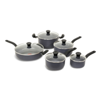 T-fal Hard Titanium Cookware Set, Non-stick, Dishwasher & Oven Safe, Grey, 10-pc