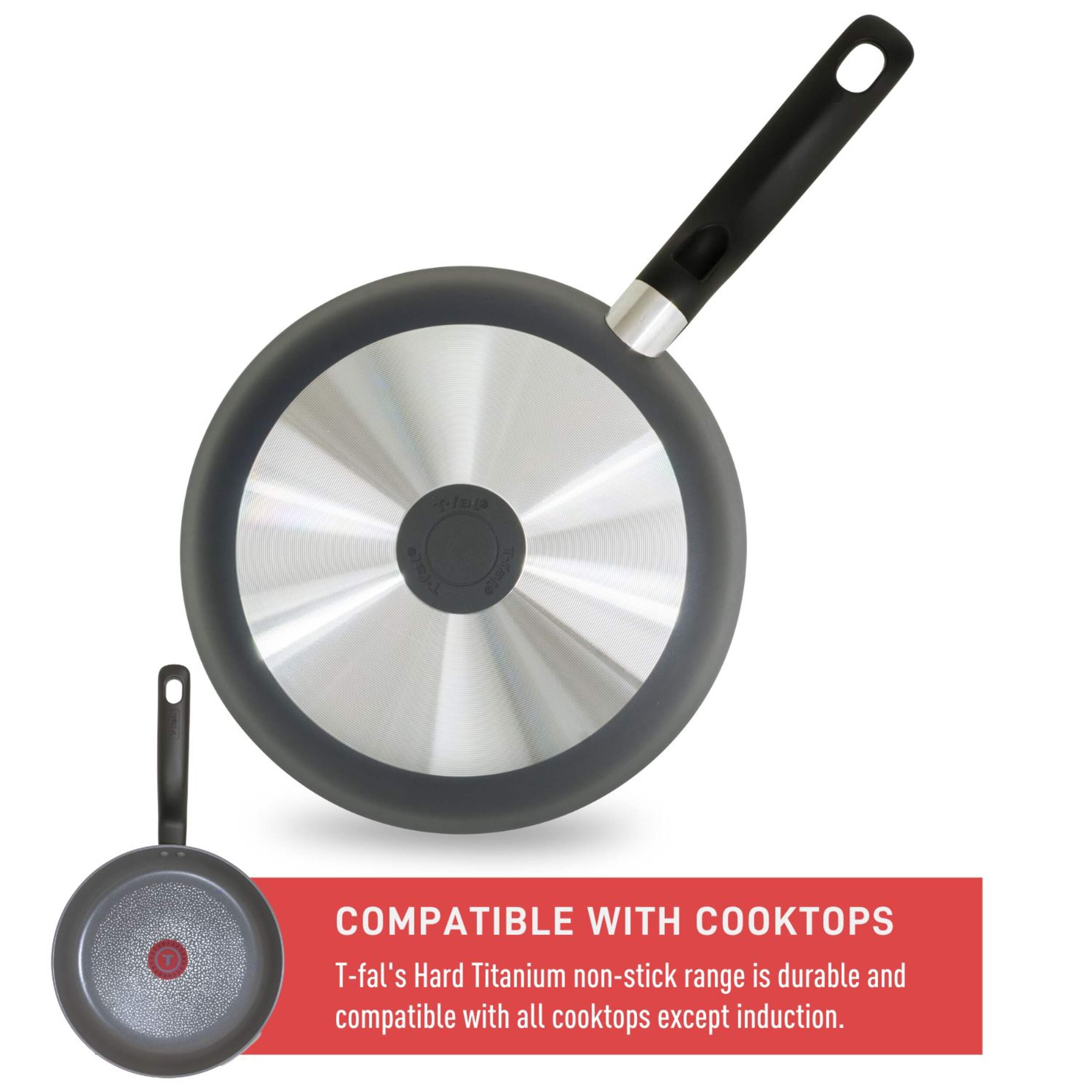 T-fal Hard Titanium Frying Pan Non-Stick, Dishwasher & Oven Safe, Black ...