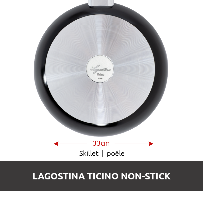 Lagostina Ticino Frying Pan NonStick, Dishwasher & Oven Safe, Black