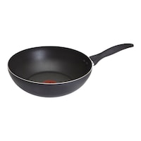 T-fal Viva Stir Fry Wok, Non-Stick, Dishwasher & Oven Safe, Black, 28cm Front_Three_Fourths_Angled_Left