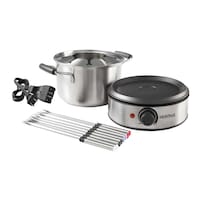 Heritage Stainless Steel Electronic Fondue Set w/ 8 Fondue Forks, Dishwasher Safe, 3L, 12-pc Composite_or_Mixed