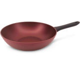 PADERNO Classic Wok Stir Fry Pan, Non-Stick, Maroon, 30-cm Front_Angled_Left
