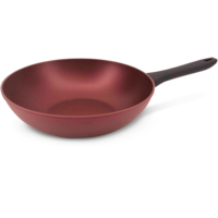 PADERNO Classic Wok Stir Fry Pan, Non-Stick, Maroon, 30-cm