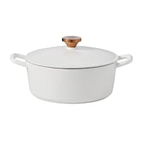 Lagostina Tuscan Collection Enamel Cast Iron Dutch Oven, White, 4-qt Front_Flat