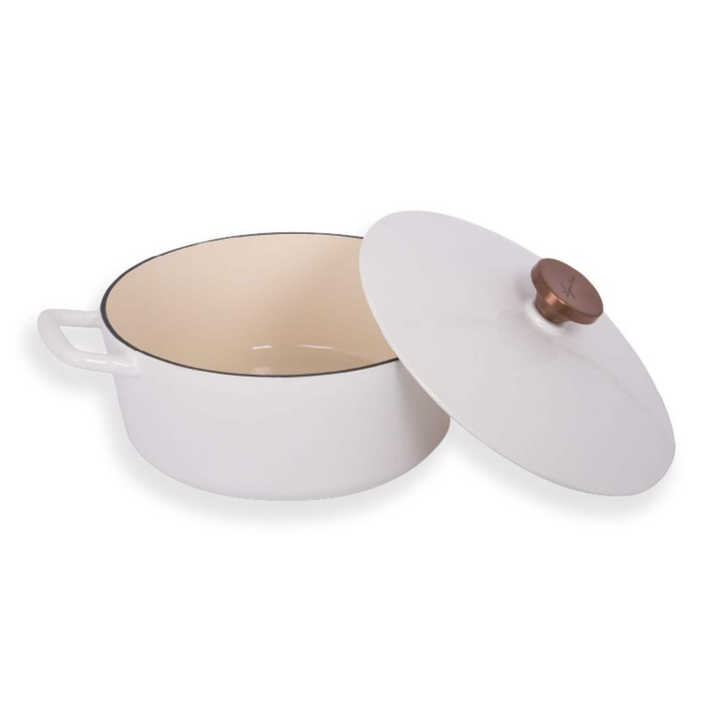 Lagostina Tuscan Collection Enamel Cast Iron Dutch Oven, White, 5-qt Front_Elevated