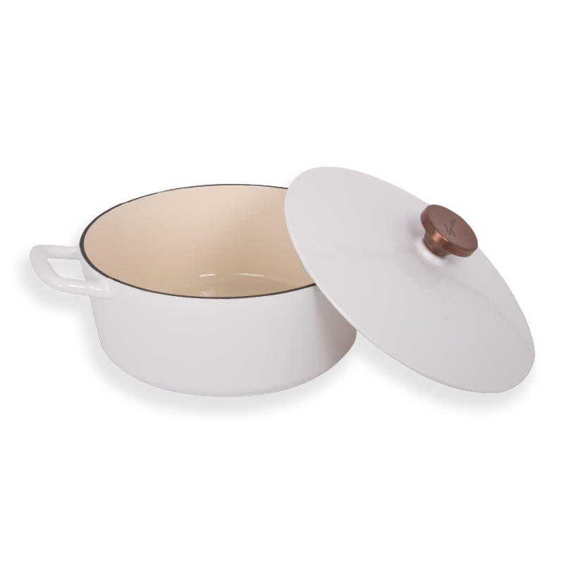 Lagostina Tuscan Collection Enamel Cast Iron Dutch Oven, White, 5qt