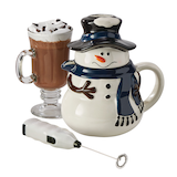 Machine à chocolat chaud à carafe bonhomme de neige avec mélangeur, va au micro-ondes Composite_or_Mixed