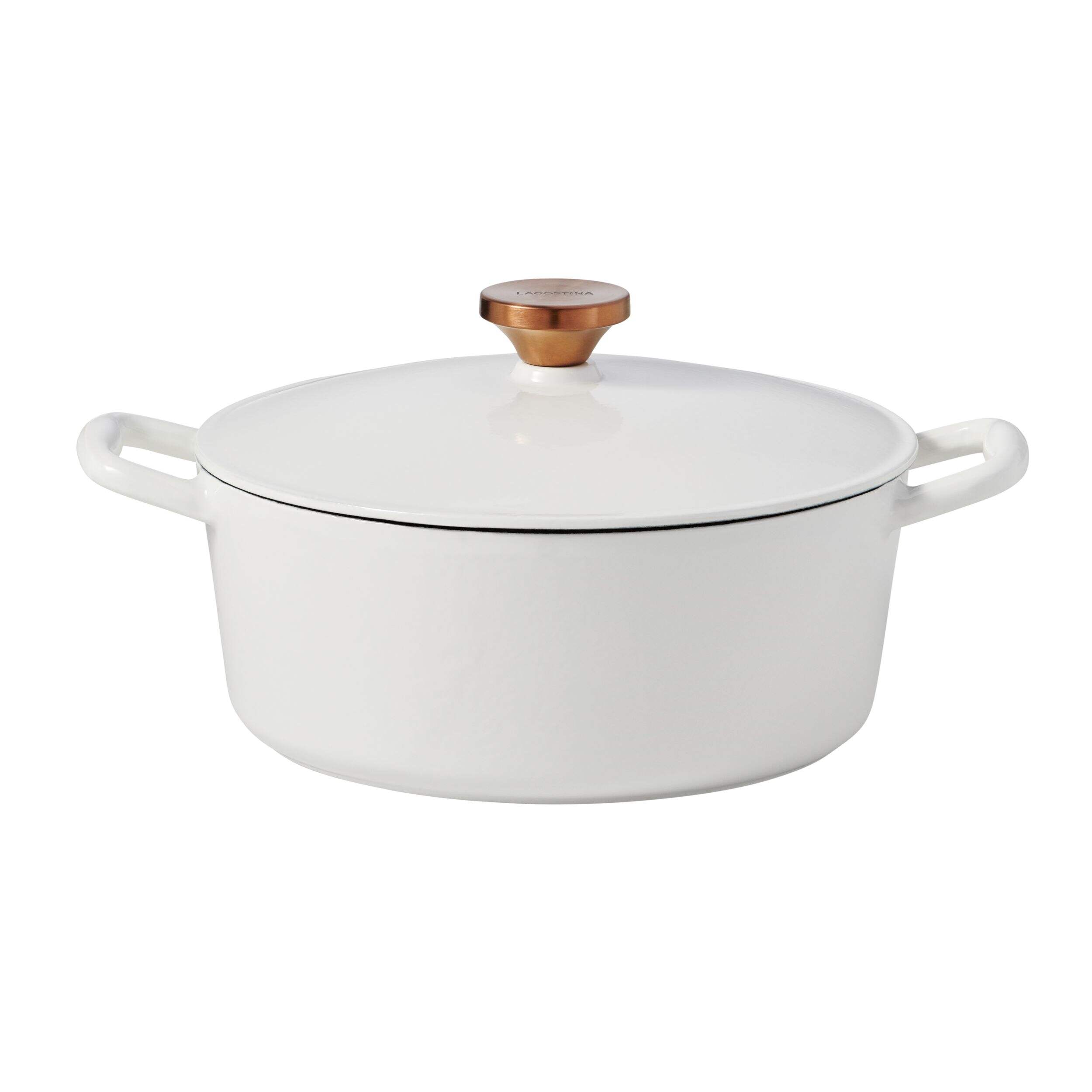 Cocotte ronde Lagostina Tuscan Collection en fonte émaillée, blanc, 7 pintes Front_Flat