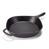 PADERNO Signature Pre-Seasoned Cast Iron Grill Pan, Oven Safe, Black, 12-in Front_Three_Fourths_Angled_Left