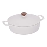 Lagostina Tuscan Enamelled Cast Iron Braiser, White, 3-qt Front_Angled_Right