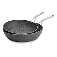 Heritage The Rock Frying Pan, Non-stick, Dishwasher & Oven Safe, 26cm & 30cm, Black, 2-pk Front_Angled_Left