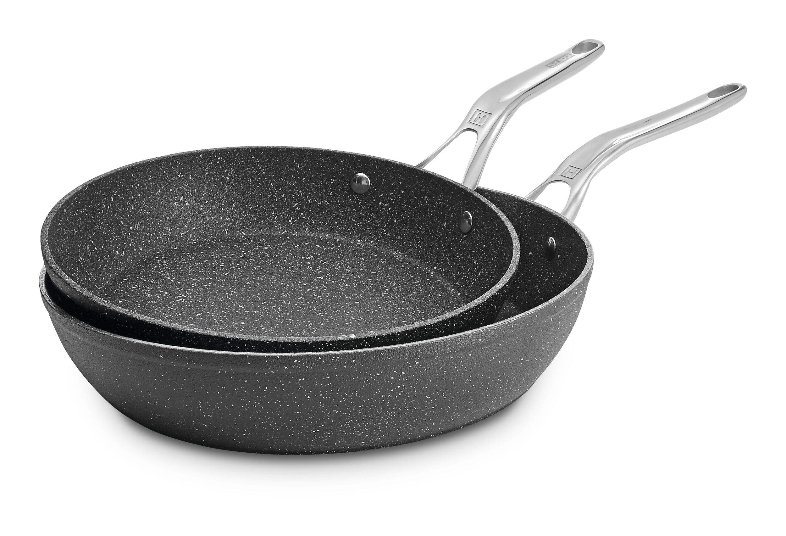 Heritage The Rock Frying Pan, Non-stick, Dishwasher & Oven Safe, 26cm & 30cm, Black, 2-pk Front_Angled_Left