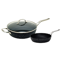 Heritage Rock Jumbo Cooker with Frying Pan Front_Three_Fourths_Angled_Left
