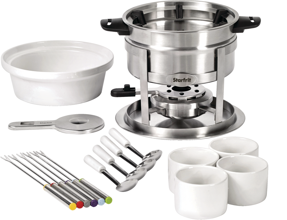 Starfrit 3in1 Stainless Steel Fondue Set w/ 6 Forks, 1.6L, 20pc