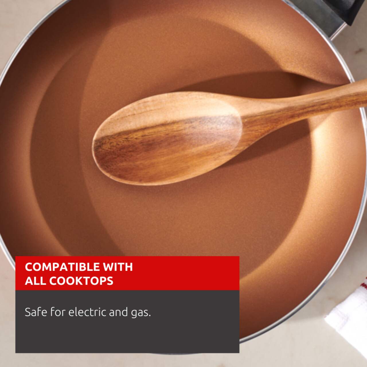 Lagostina Ticino Copper Frying Pan, Non-Stick, Dishwasher & Oven Safe, 26-cm