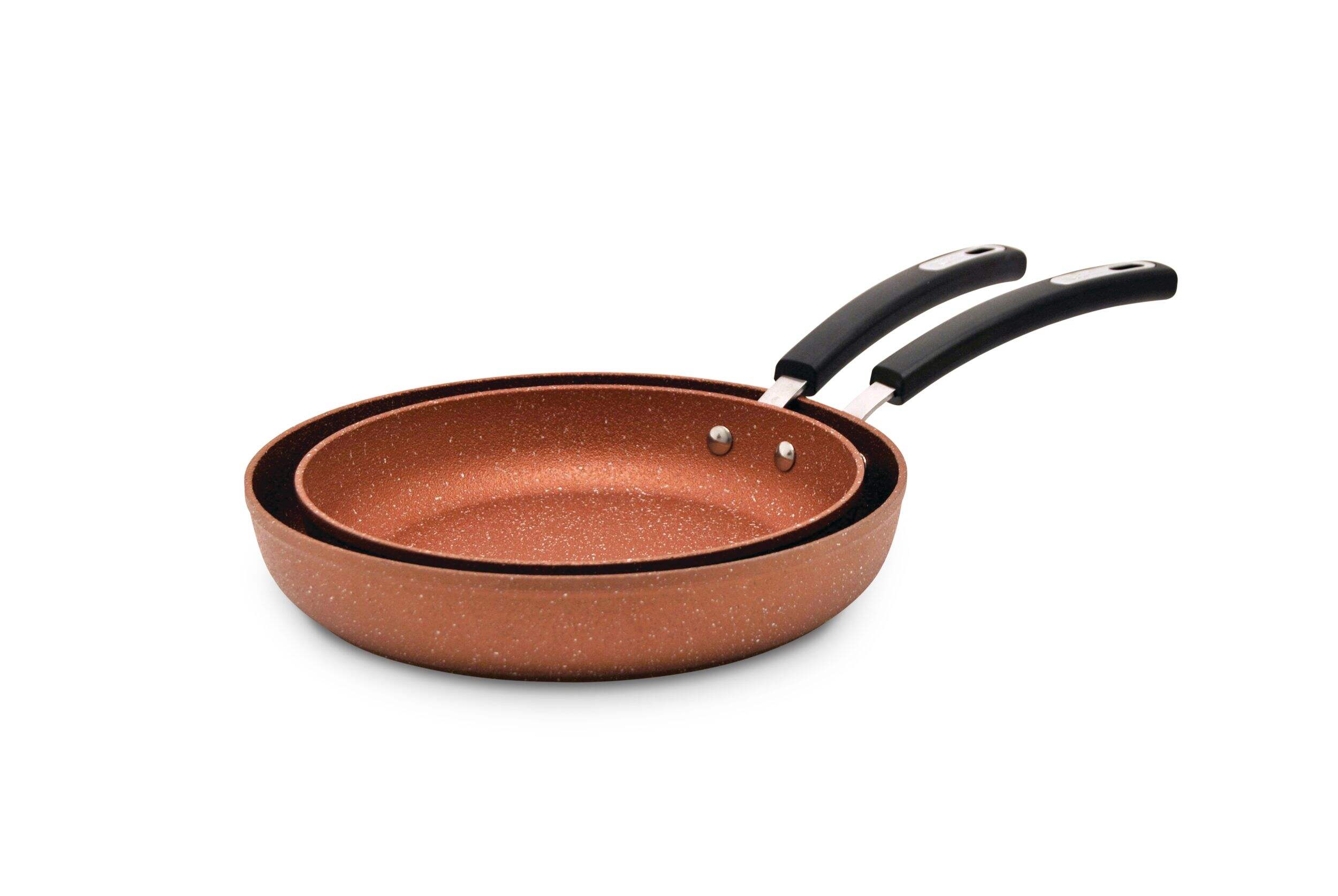 Heritage The Rock Non-Stick Frying Pan, Dishwasher & Oven Safe, Copper, 2-pk, 9.4-in & 11-in Front_Three_Fourths_Angled_Left