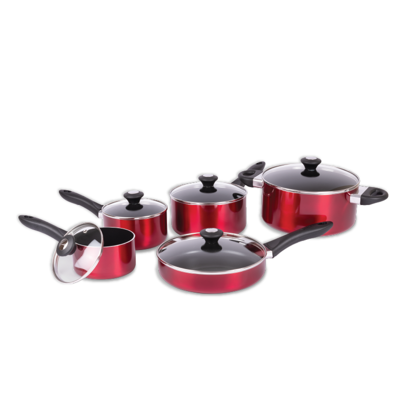 Lagostina Ticino NonStick Cookware Set, Red, 10pc Canadian Tire