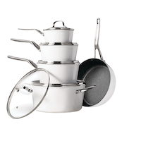 Heritage The Rock White Ceramic ZERO Cookware Set, 10-pc