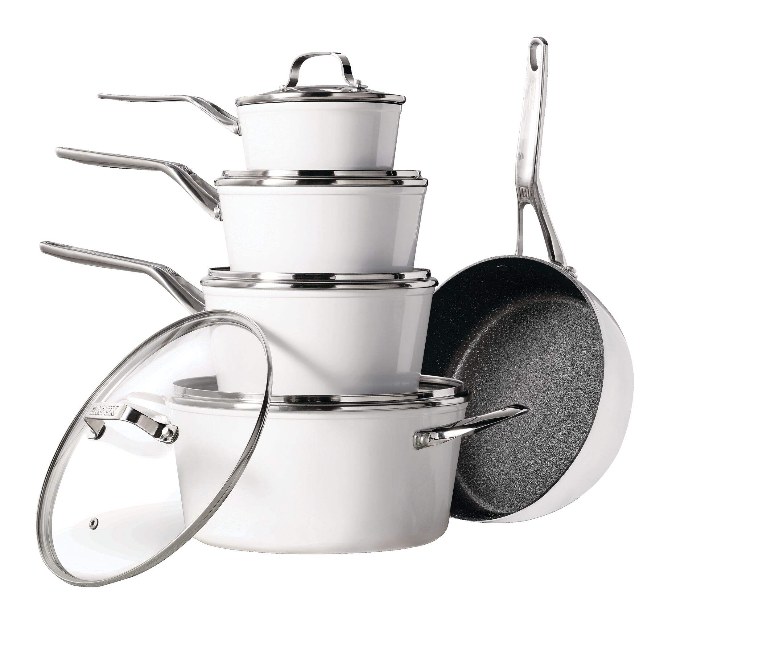 Heritage The Rock White Ceramic ZERO Cookware Set, 10-pc Composite_or_Mixed