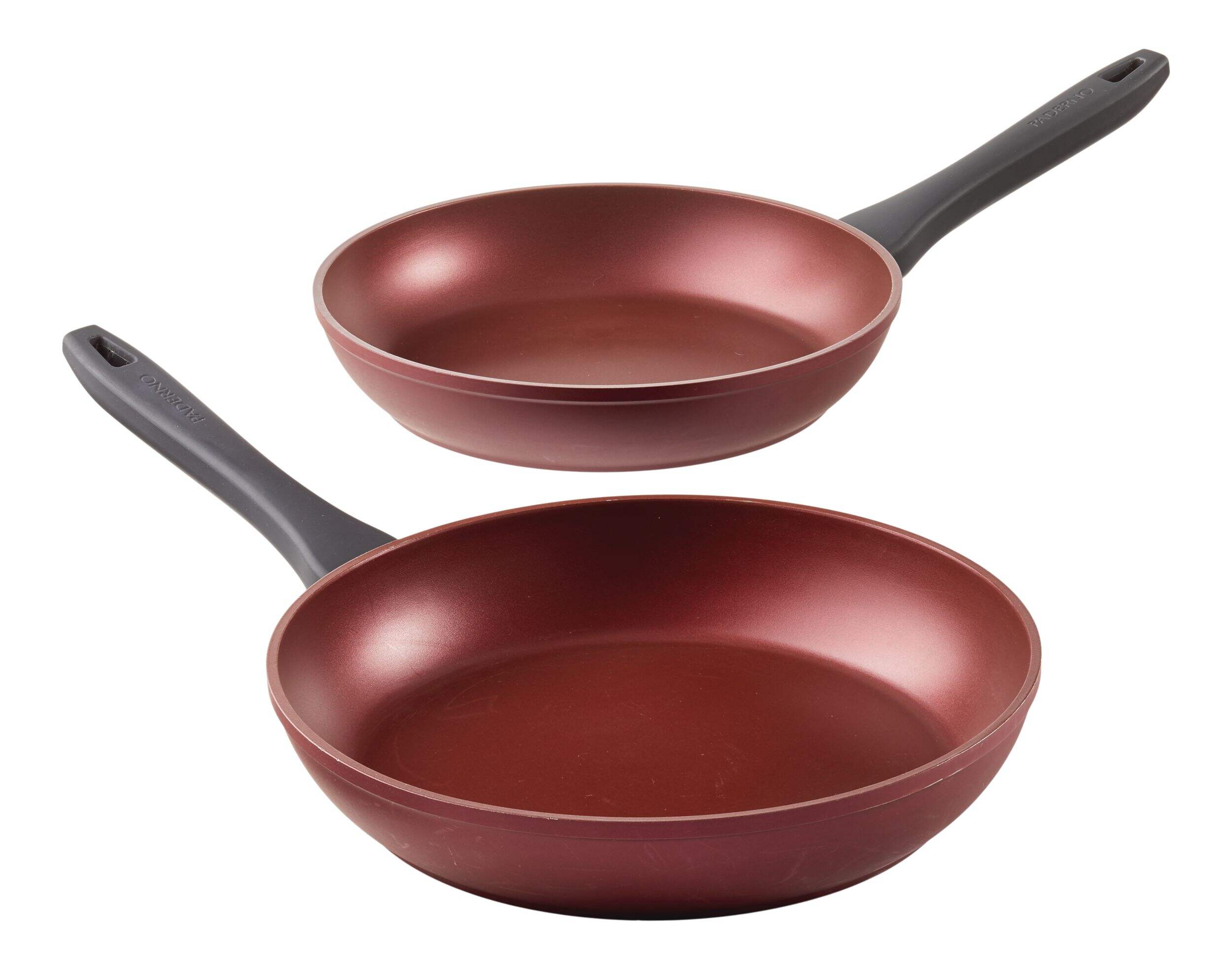 PADERNO Classic Non-Stick Frying Pan, PFOA-Free, Maroon, 2-pk, 10-in & 12-in Composite_or_Mixed
