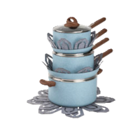 Core Home Non-Stick Cookware Set, PFOA-free, Aluminum, Blue, 12-pc Front_Three_Fourths_Angled_Left