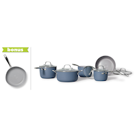 Heritage Rock Naturel Ceramic Non-Stick Cookware Set with Bonus Frypan, Dishwasher & Oven Safe, Baby Blue, 10-pc