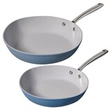 Heritage The Rock O Naturel Ceramic Non-Stick Frying Pan Set, Dishwasher & Oven Safe, Baby Blue, 26-cm & 30-cm, 2-pk Front_Three_Fourths_Angled_Left