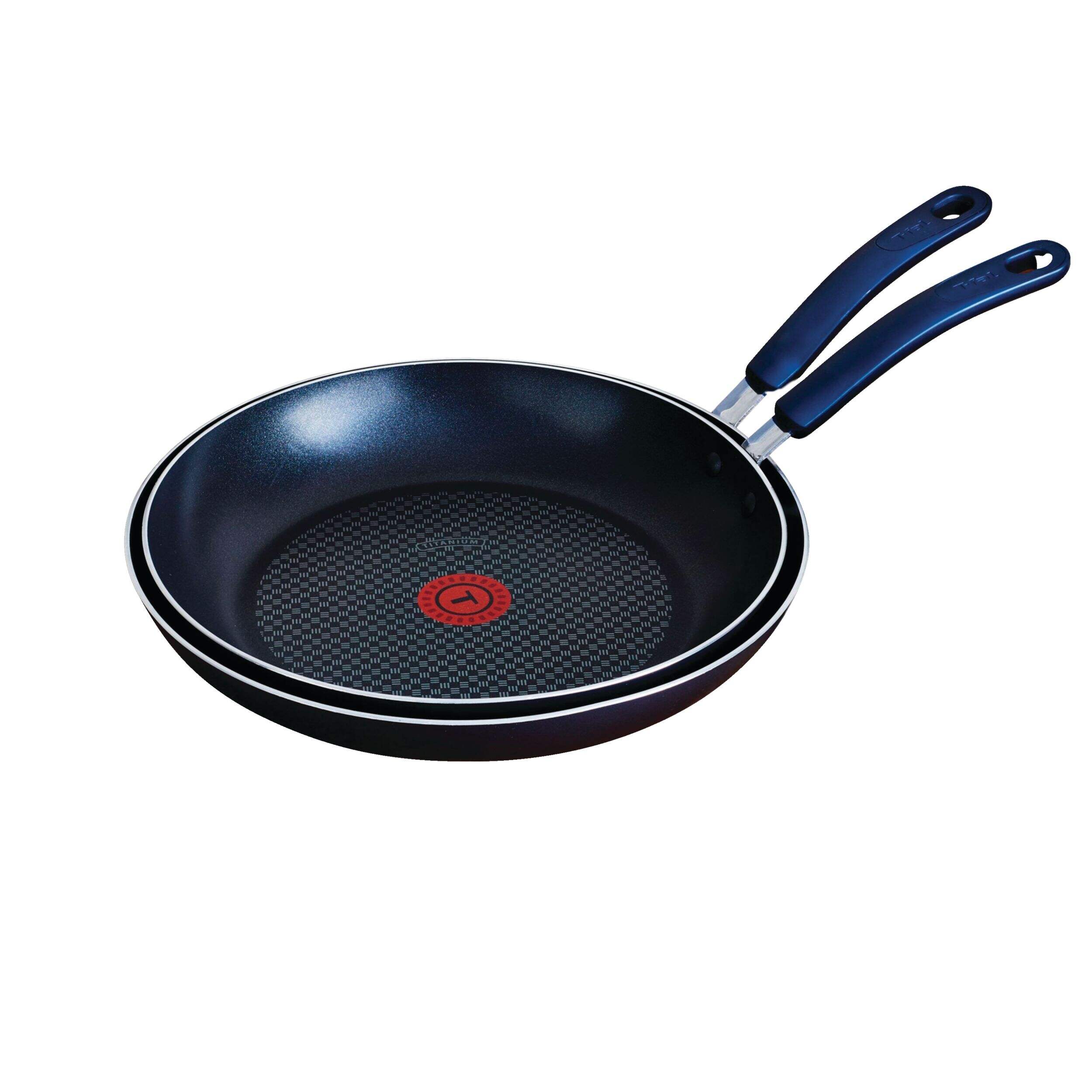 T-fal Air Grip Non-Stick Frying Pan Set, Aluminum, 30cm & 32cm, 2-pk Front_Three_Fourths_Angled_Left