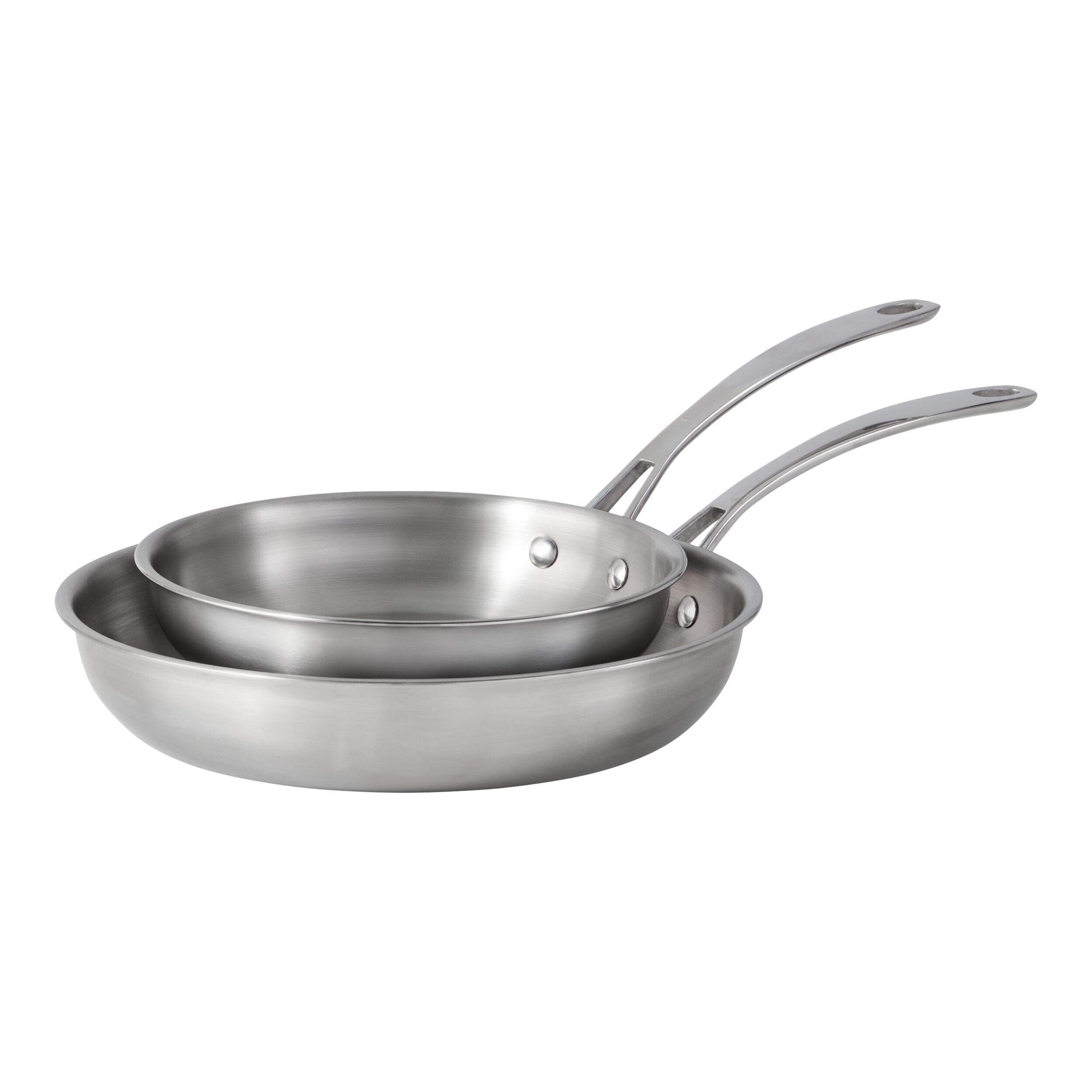Lagostina 3-Ply Commercial Clad Stainless Steel Skillet Set, 2-pk, 20-cm & 26-cm Front_Angled_Left