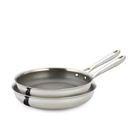 PADERNO Hybrid Clad Stainless Steel Frying Pan, Oven Safe, PFOA-Free, 2-pk, 9-in & 11-in Front_Three_Fourths_Angled_Left