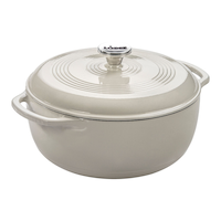 Lodge Enamel Cast Iron Dutch Oven, White, 6-qt Front_Three_Fourths_Angled_Right