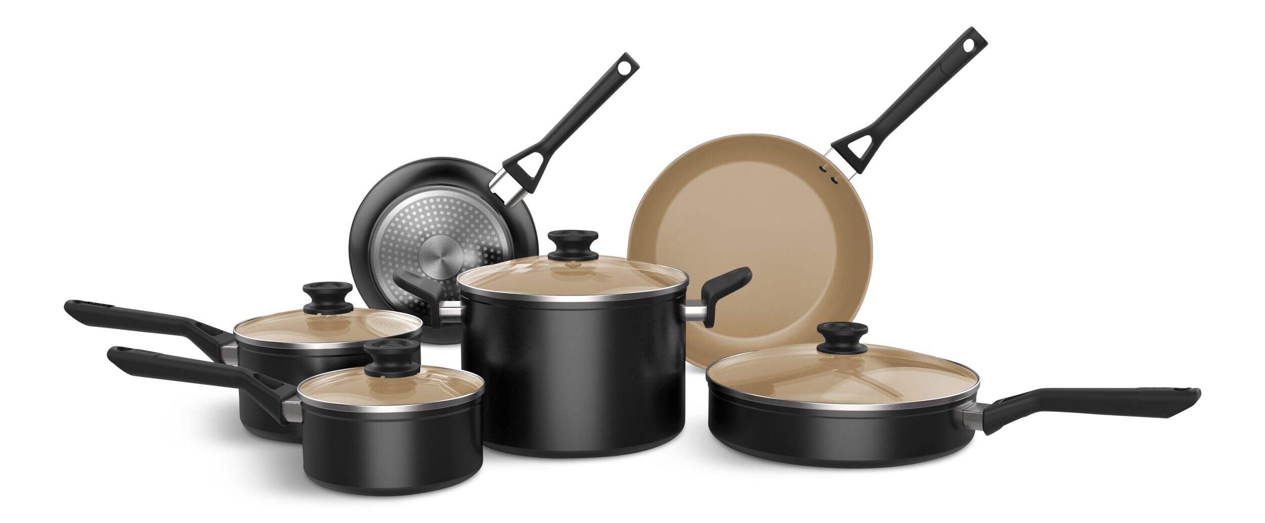 Ninja Ceramic Cookware Set, Non-Stick, Oven Safe, Charcoal Colour, 10-pc Composite_or_Mixed