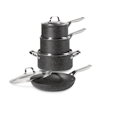 Heritage Rock Essence Cookware Set with Glass Lids, Aluminum , 8-pc Composite_or_Mixed