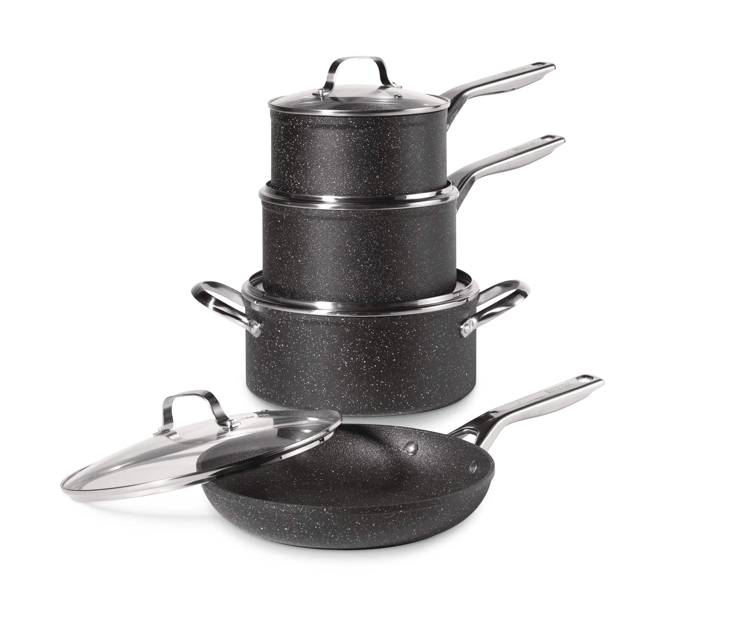 Heritage Rock Essence Cookware Set with Glass Lids, Aluminum , 8-pc Composite_or_Mixed