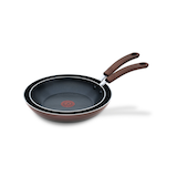 T-fal Air Grip Aluminum 2 Piece Non-stick, Dishwasher & Oven Safe Frying Pan Set, Burgundy, 11-in and 9.4-in Front_Angled_Left