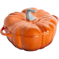 STAUB Cast Iron Pumpkin Cocotte - Cinnamon, 3.5-qt Front_Angled_Right